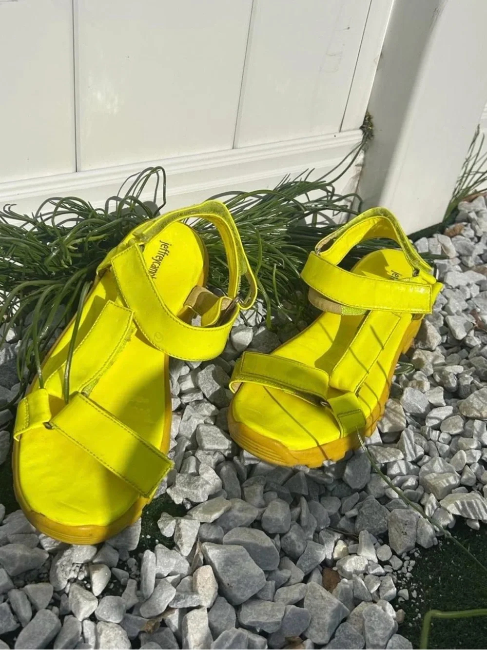 Jeffrey Campbell Neon Yellow “Patio Sport Sandal” with Strap Detail 8